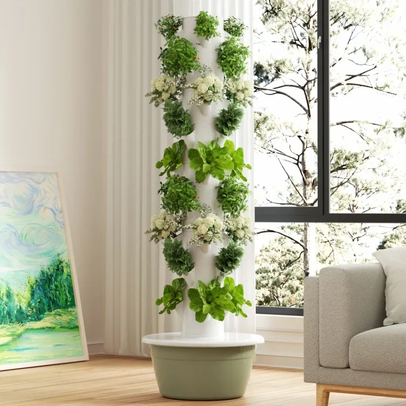 Hydroponic Tower Planter - نظام زراعة الخضروات الذكي المنزلي العمودي،