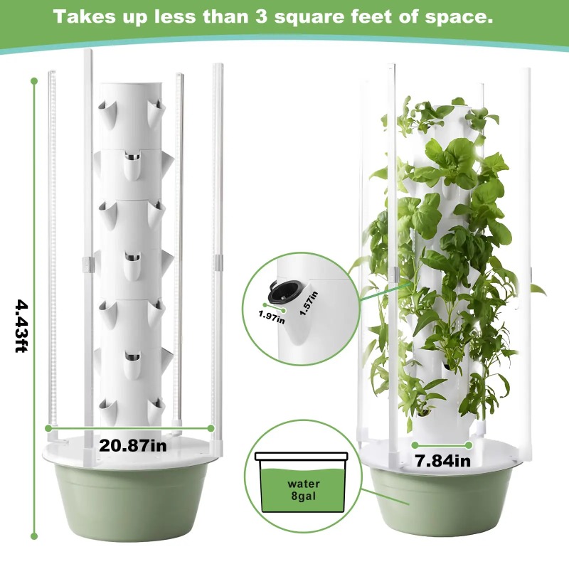 نظام زراعة مائية مع 4 مصابيح L - مراجعة Hydroponic Tower Planter وسعره
