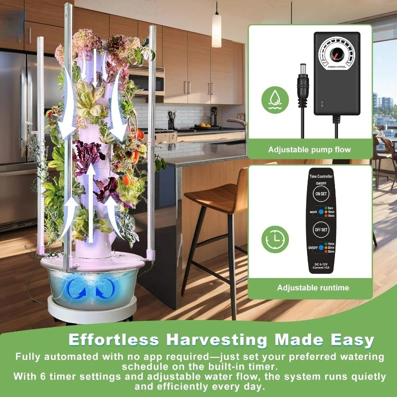 نظام زراعة مائية مع 4 مصابيح L - مراجعة Hydroponic Tower Planter وسعره